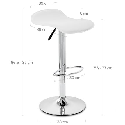 Zars Bar Stool White Dimensions