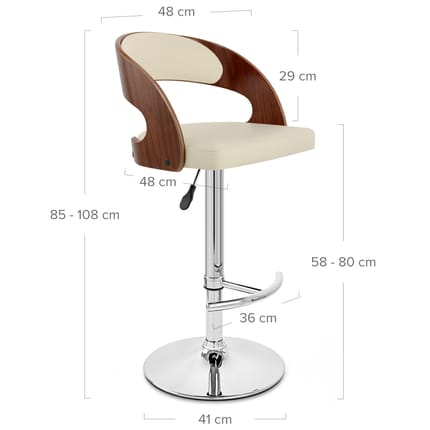 Eve Wooden Bar Stool Cream Dimensions