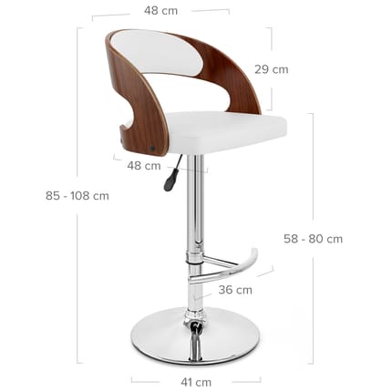 Eve Wooden Bar Stool White Dimensions