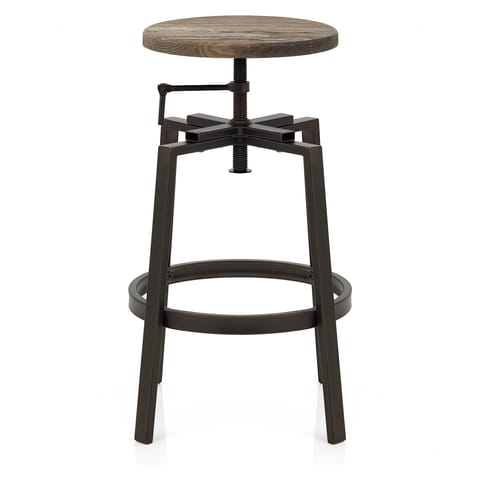 Industrial Turner Stool Dark Wood