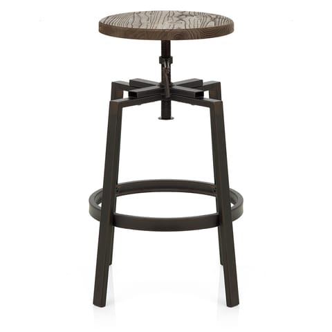 Industrial Turner Stool Dark Wood