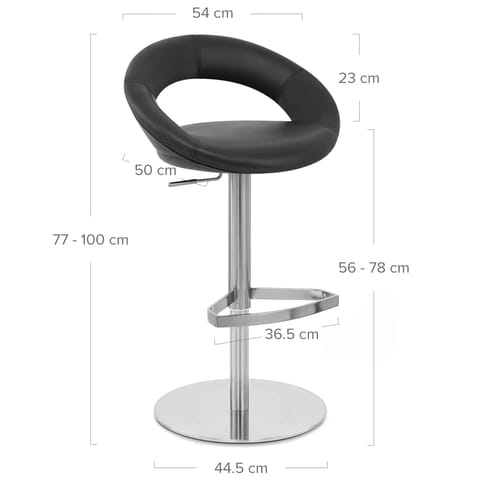 Real Leather Crescent Bar Stool Black