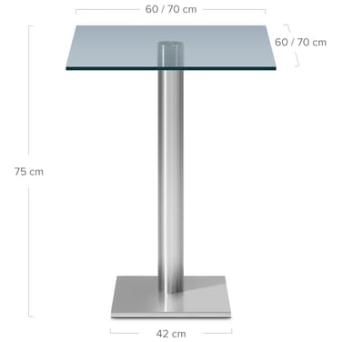 Helsinki Square Glass Table Dimensions