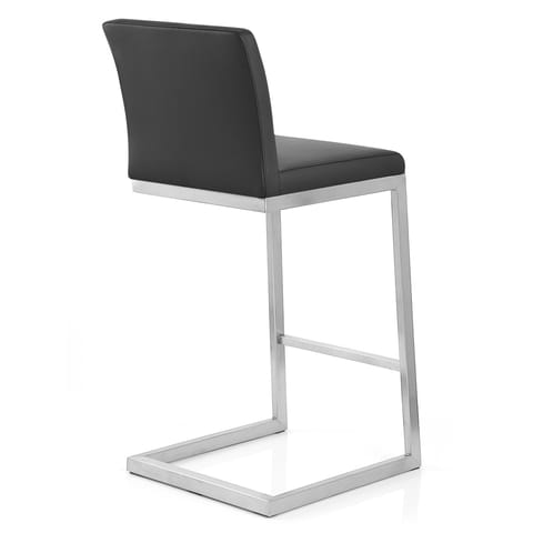 Ace Brushed Steel Stool Black