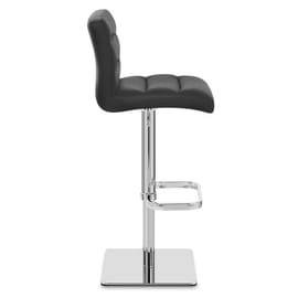 Lush Real Leather Chrome Stool Black