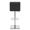 Lush Real Leather Chrome Stool Black