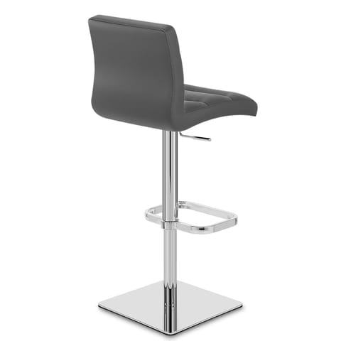 Lush Real Leather Chrome Stool Grey