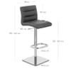 Lush Real Leather Chrome Stool Grey