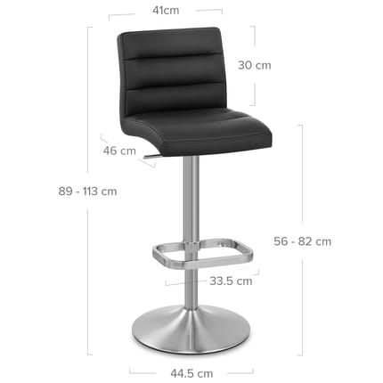 Lush Brushed Steel Bar Stool Black Dimensions