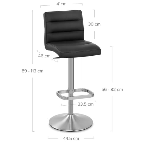 Lush Brushed Steel Bar Stool Black