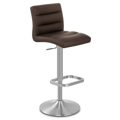 Lush Brushed Steel Bar Stool Brown
