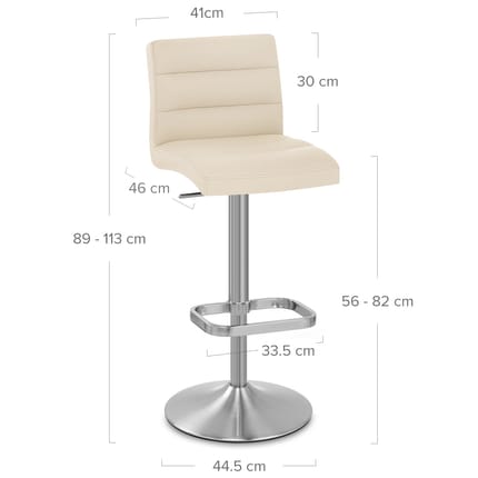 Lush Brushed Steel Bar Stool Cream Dimensions