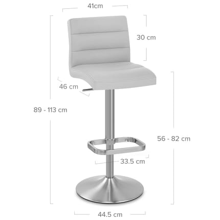 Lush Brushed Steel Bar Stool Grey Dimensions