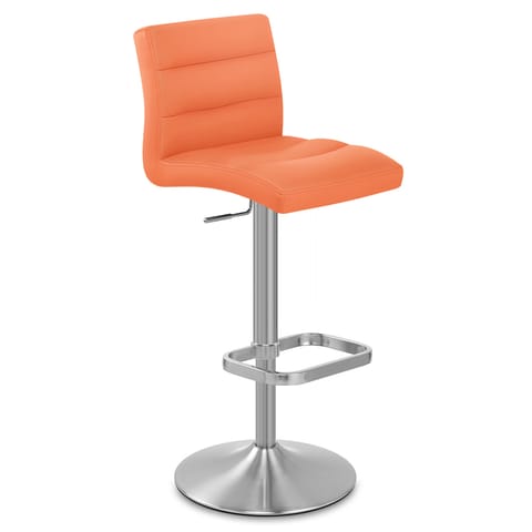 Lush Brushed Steel Bar Stool Orange