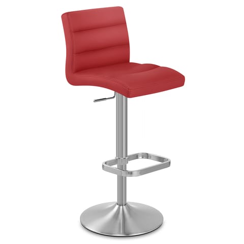 Lush Brushed Steel Bar Stool Red