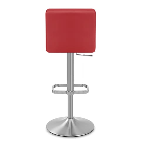 Lush Brushed Steel Bar Stool Red