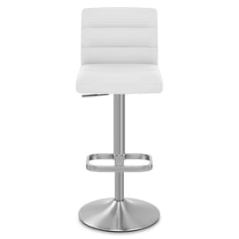 Lush Brushed Steel Bar Stool White