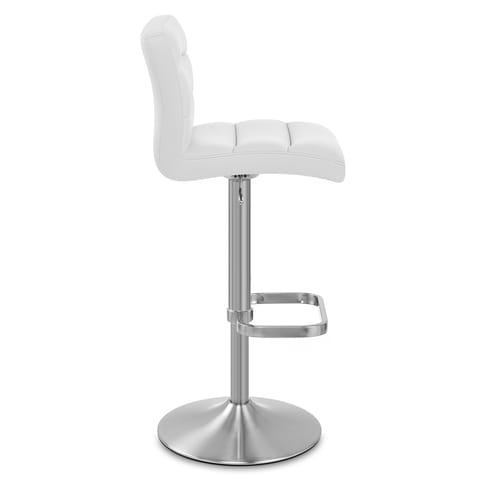 Lush Brushed Steel Bar Stool White