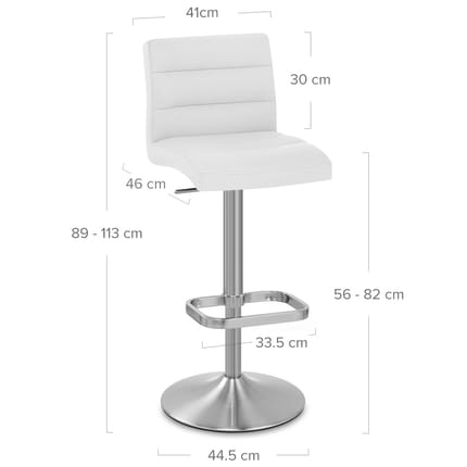 Lush Brushed Steel Bar Stool White Dimensions