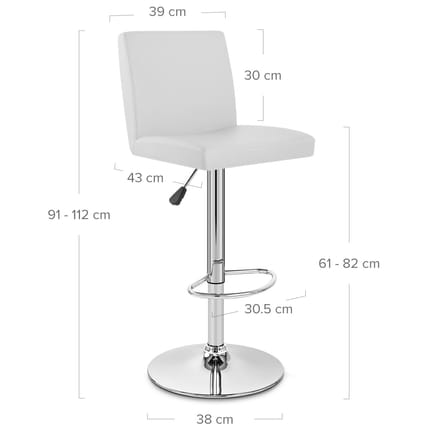 Topaz Bar Stool White Dimensions