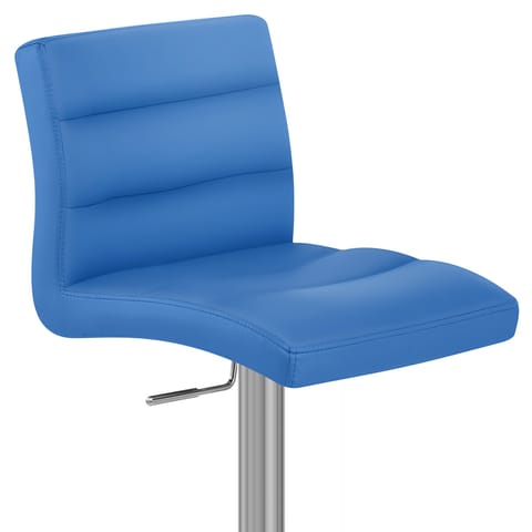 Lush Brushed Steel Bar Stool Blue