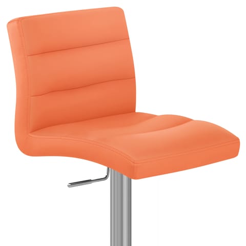 Lush Brushed Steel Bar Stool Orange