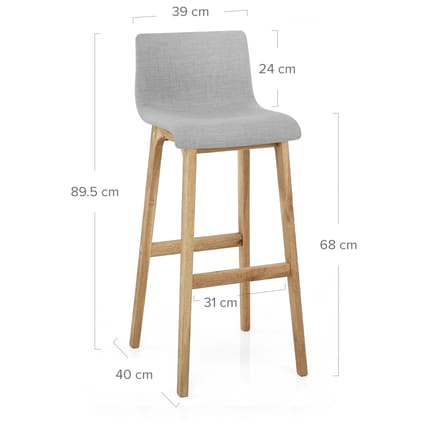 Drift Oak & Light Grey Fabric Stool Dimensions