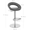 Real Leather Crescent Bar Stool Grey