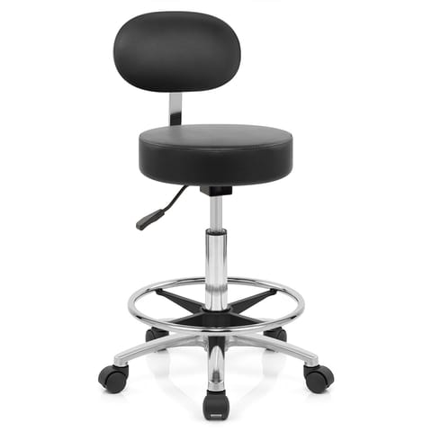 Swivel Stool With Back Black
