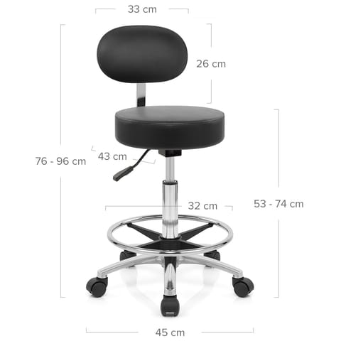 Swivel Stool With Back Black