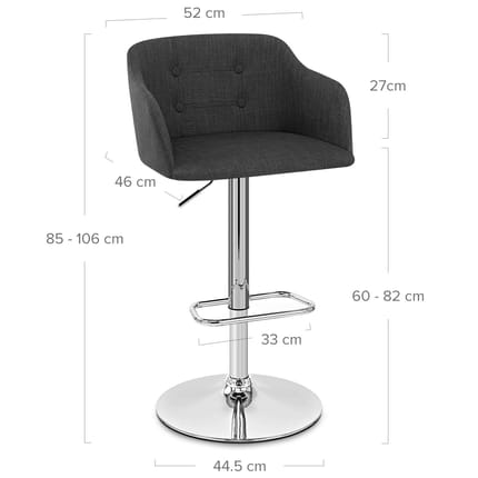 Belmont Bar Stool Charcoal Dimensions