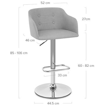 Belmont Bar Stool Grey Dimensions