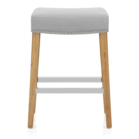 Audley Oak Bar Stool Grey Fabric