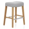 Audley Oak Bar Stool Grey Fabric