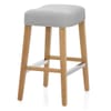 Audley Oak Bar Stool Grey Fabric
