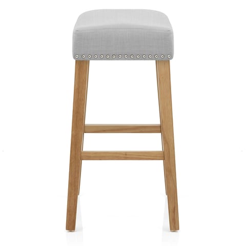 Audley Oak Bar Stool Grey Fabric