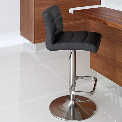 Lush Brushed Steel Bar Stool Black