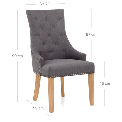 Ascot Oak Dining Chair Charcoal Fabric