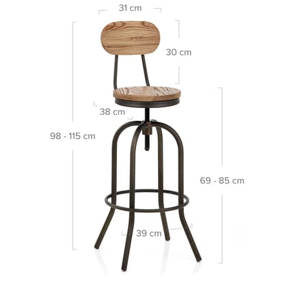 Vintage Swivel Stool Light Wood Dimensions