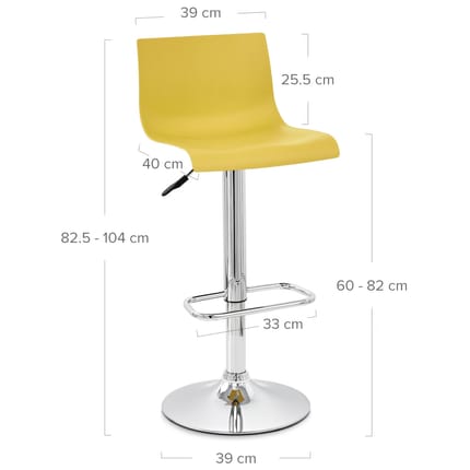 Serena Bar Stool Yellow Dimensions