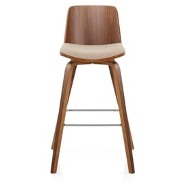Mirage Wooden Stool Beige Fabric