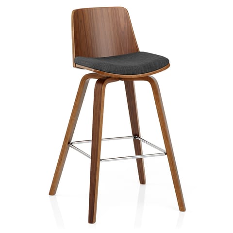 Mirage Wooden Stool Charcoal Fabric
