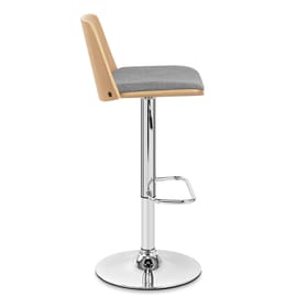 Crest Oak Stool Grey Fabric