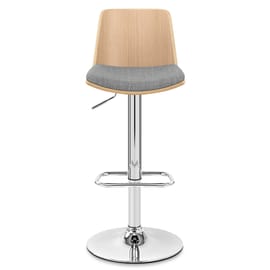 Crest Oak Stool Grey Fabric