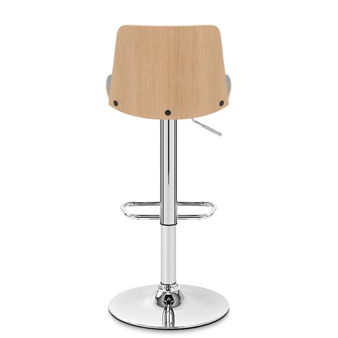 Crest Oak Stool Grey Fabric
