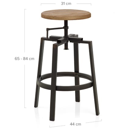 Industrial Turner Stool Light Wood Dimensions