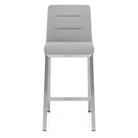 Stella Brushed Steel Stool Grey Fabric