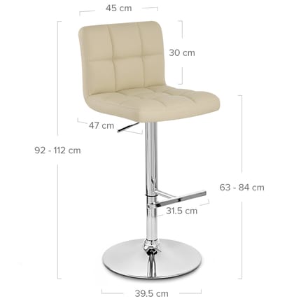 Grid Bar Stool Cream Dimensions