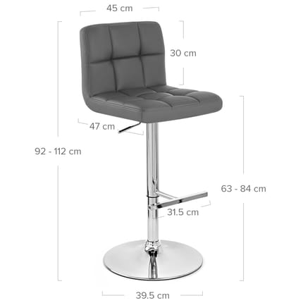 Grid Bar Stool Grey Dimensions