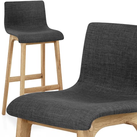 Drift Oak & Charcoal Fabric Stool